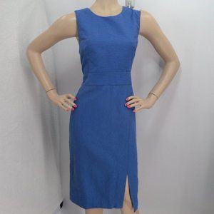 "ANN TAYLOR" BLUE TEXTURED SLEEVELESS CAREER COCKTAIL DRESS SIZE: 8 NWT